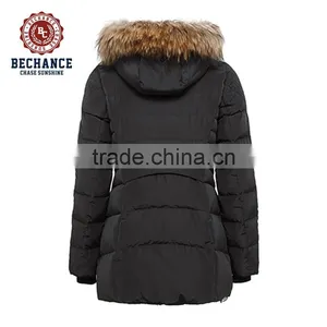 Womens Padded Down & Feather Jacket With Fur for Winter thumbnail-2