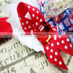 Delicate 4 of July Headband Wholesale, Baby Crown Headbands Frayed thumbnail-4