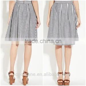 Hot Selling Pleated Waist Contemporary Stripe Lady Skirt Women a Line Skirt 2016 thumbnail-1