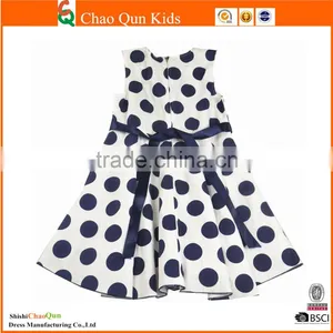 Fashion Pure Cotton Jumper Polka Dot Printed Fomal Party Kids Dress thumbnail-5