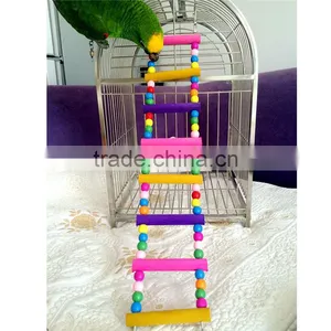 Newest Colorful Climbing Ladder Pet Bird Ladder Macaw Cockatiel Parrot Hamster Wood Ladder Climb Bell Swing Bite Toy thumbnail-5