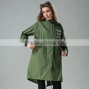 BF Long Style Korean Army Green Printed Loose Fashion Coats Models thumbnail-6