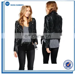 Women Special Design Punk Style Motorbike Leather Jacket thumbnail-1