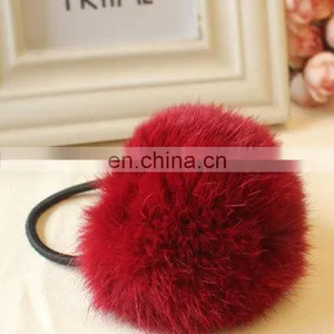 8cm Genuine Rabbit Fur Pompon Hairband Girl Lady Fur Pom Pom Elastic thumbnail-3