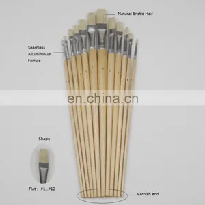 Long Wooden Handle Artist Bristle Paint Brushes thumbnail-5