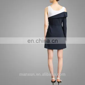 Fashion Design Waistcoat One Shoulder Blazer Side Button Women Dress thumbnail-3