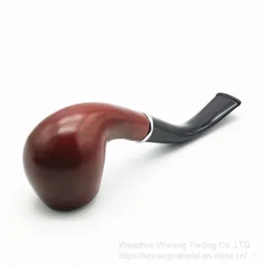 150mm Length Wooden Resin Short Tobacco Pipe With Big Red Round Head for Smoking thumbnail-3