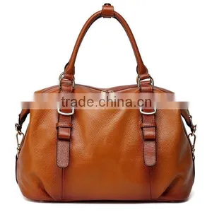 Vintage Tan Color Pebbled Leather Shoulder Bag Ladies Satchels Tote Bag Handbag thumbnail-4