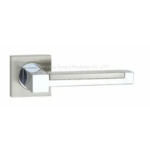Internal External Aluminum Door Handle for European Wooden Door Mortise Lock Hardware thumbnail-1
