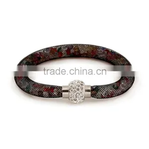 Hot Sale Stardust Mesh Single Wrap Bracelets With Crystal Stones Filled Magnetic Clasp Charm Wristband Bangles thumbnail-4