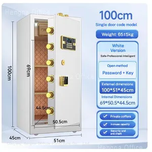 100cm Security Biometric Fingerprint Safe | With Thick Locking Bolt for Home Use | Elegant Modern Aesthetic Safe With White Finish thumbnail-1
