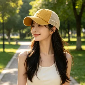 Washed Distressed Cotton Mesh Trucker Hat Vintage Blank Unstructured Baseball Cap Adjustable Back Outdoor Fishing Sun Hat Custom Logo Wholesale thumbnail-1
