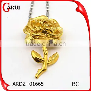 Fashion Jewellery Accessory Artificial Flowers Rose Gold Plated Mother'S Day Pendant thumbnail-1