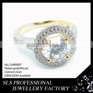 925 Sterling Silver Jewelry Factory Wholesale Zircon Ring Costome Jewelry Gold Plated Jewelry Ring thumbnail-1