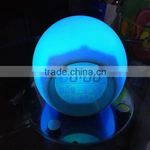 LED Luminova Circular Modern Color Changing Snooze Desktop Table Alarm Clocks Electronic Digital Clock thumbnail-1
