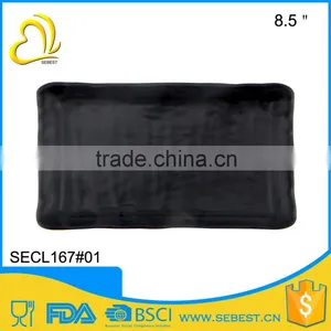High Quality 8.5 Inch Square Plastic Melamine Black Dinner Plate thumbnail-1