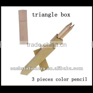 3pcs/paper Box, Natural Wood Color Pencil Case Set/ Triangle Pencil Box thumbnail-1