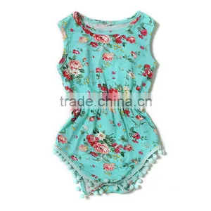 2016 New Arrival Soft Cotton Wholesale Floral Sleeveless Baby Girls Rompers thumbnail-1