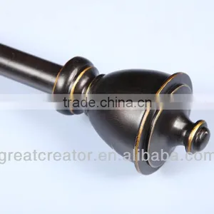 High Quality Decorative Curtain Rods With Wood Turn Ebony Gold Curtain Finials thumbnail-1