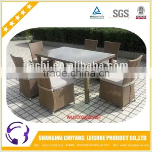 7 Set Brown Plastic Outdoor Rattan Table and Chair thumbnail-1