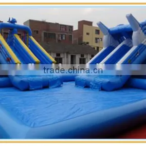 Commercial Grade Rectangular Metal Frame Swimming Pool With Inflatable Water Slides, Inflatable Deep Swimming Pool thumbnail-2