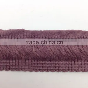 Stretch Nylon Spandex Lace Trim Burgundy Brush Fringe Trimming thumbnail-1