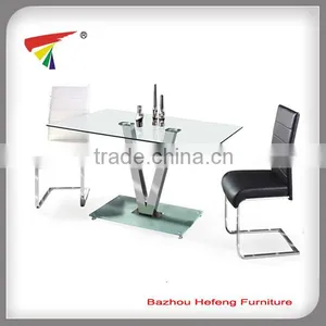 "V" Style Glass Dining Set Table New Design thumbnail-1