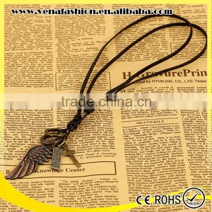 Cross Wing Make Adjustable Cord Leather Lariat Necklace Quality Choice thumbnail-2