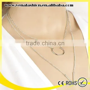 Double-deck Arrows Fashion Long Thin Chain Necklace thumbnail-5