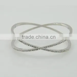 Silver Personalized Women Bracelets With X Shape Crystal Design Bangles thumbnail-3