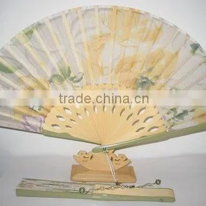 Fashion Japanese Style Lady Bamboo Cloth Fan thumbnail-1