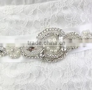 Ladies Wedding Dresses Belts Crystal Rhinestone Pearl Bridal Sash WA015 thumbnail-4