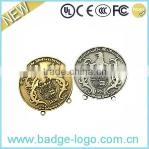 Antique Silver Novelty Custom Round Lapel Pin thumbnail-3