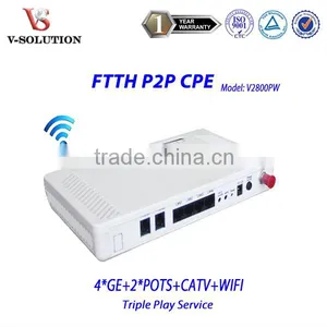 Lightning Protection FTTH Solution 1BiDi-SFF+4GE+2POTS+WiFi+CATV Triple Play P2P CPE Gigabit Gateway thumbnail-1