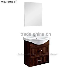 MDF Wall-hanging Bath Cabinet With Circular Mirror and Side Cabinet thumbnail-4