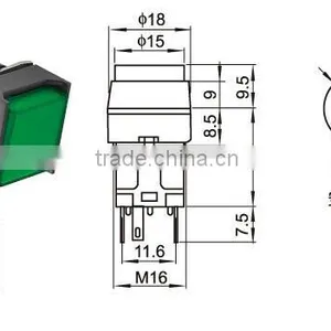 16mm CQC CE Round Red Illuminated Tact Switch/push Button Switch,button Switch With Yellow Button Cut Out 12mm on off thumbnail-4