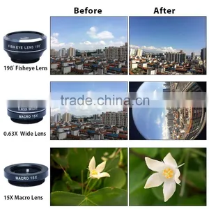 Universal 3 in 1 Fish Eye + Wide Angle + Macro Mobile Phone Camera Lens for IPad,IPhone ,Samsung Smartphone thumbnail-2