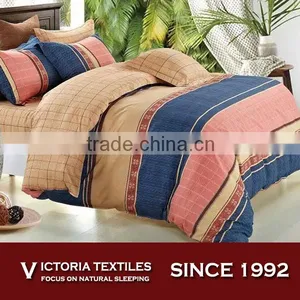 Coral Navy Beige Full Size Bed Quilt Doona Cover Set Simple Ckeck Plaid Brand New thumbnail-1