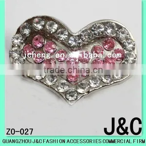 Heart ShapeFlower Rhineston Zamac Button thumbnail-1