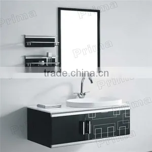 2014newly Hot Sale Fasion Solid Wood Bathroom Cabinets Wall Hung High Gloss Elgant PVC Bathroom Cabinet thumbnail-1