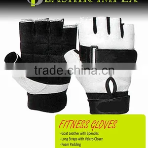 WHITE BODYBUILDING FITNESS GLOVES, WORKOUT GLOVES, LEATHER GLOVES thumbnail-1