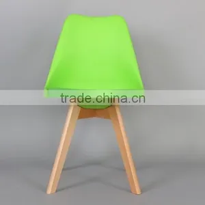 Modern Plastic Dining Chair With Wooden Legs/ Emes Chair thumbnail-1