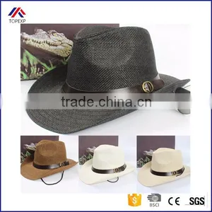 Chic Unisex Women/Men Cowboy Trilby Hat Wide Brim Straw One Size Cap thumbnail-1