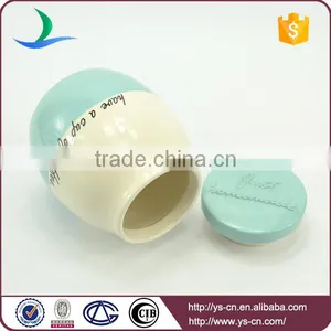 Newest Style Ceramic Canister Jars With Blue Lid thumbnail-3