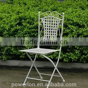 Wrought Iron Folding Chair Anti White Color Vintage Style thumbnail-1