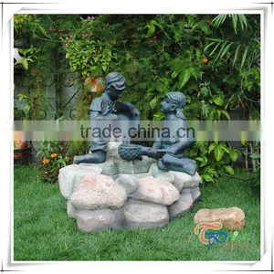 Stone Pond Garden Decoration Chinese Outdoor Boy and Girl Water Fountain thumbnail-1
