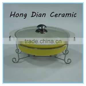 Yellow Casserole With Lid thumbnail-1