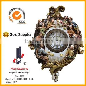 18 Inch Resin Wall Hanging Clock Last Supper Sculpture thumbnail-1