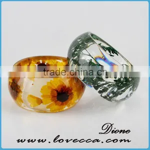 Natural Dry Flowers Hand Women Bangles Clear Pressed Flower Resin Bangle Bracelet thumbnail-1