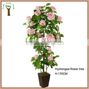 Artificial Pink Hydrangea Flowering Tree thumbnail-1